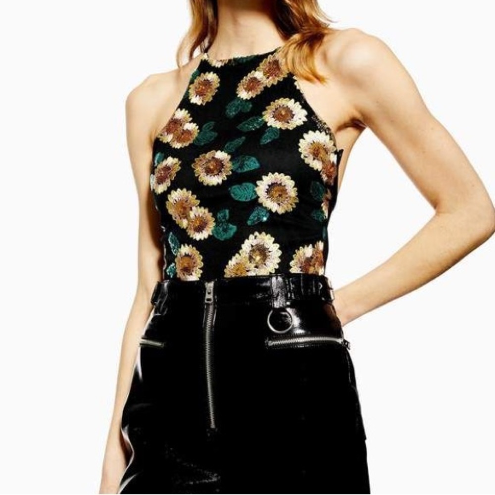 Topshop sequin daisy bodysuit